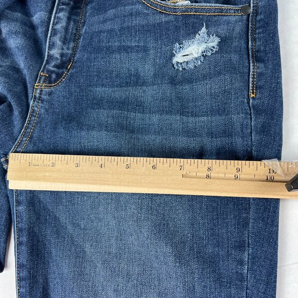 Judy Blue Jeans Womens Measured 36* Relaxed Blue Distressed Stretch Denim Tag 32 - Picture 14 of 16
